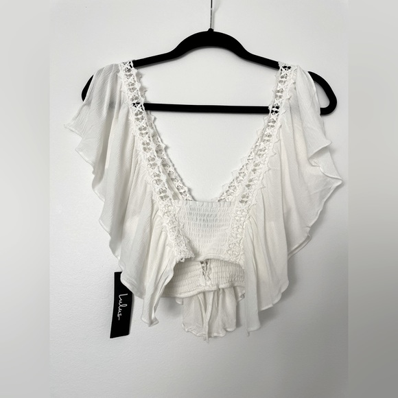 Saturday in the Park White Lace Crop Top - Picture 3 of 3